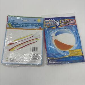 Splash-N-Swim Beach Ball Multi-Color 20‎ in. And Surfboard Pool Inflatable